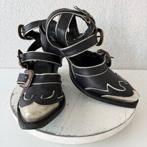 Lane Boots Charlise Mule Black Cowboy Western Booties Ankle Snip Toe Womens 9.5